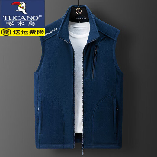 啄木鸟（TUCANO）情侣摇粒绒马甲男女秋冬季无袖坎肩抓绒背心户外保暖开衫立领外套 9277男-深灰 3XL