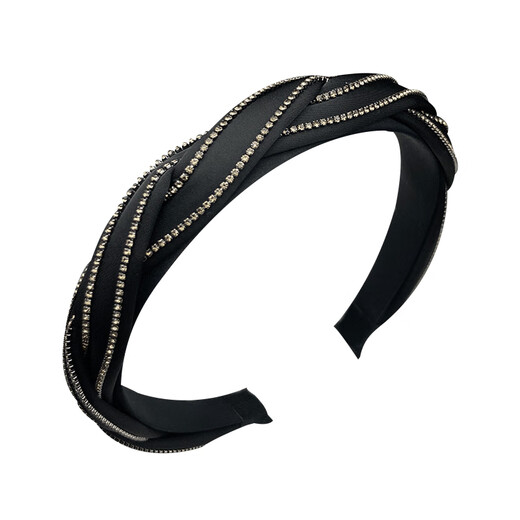 Kamalun (KAMALUN) 2025 New Flash Diamond Headband Light Luxurious High-crested Headband Showing Face Small Temperament Headband Women’s Pressed Hair Card Gift for Girlfriend Black + Brand Gift Box