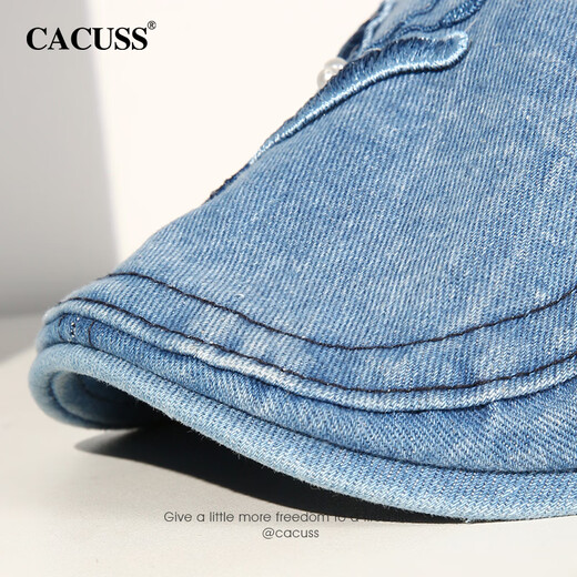 CACUSS Blue Butterfly Spring and Summer Women's Forward Hat Beret Retro Butterfly Denim Chinese Style Fashion Painter Hat Blue One Size Adjustable (56-58cm)