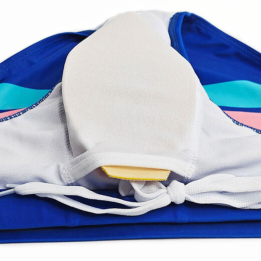 UXH Europäischer und amerikanischer Herren-Slip mit Körbchen, bunter Streifendruck, einfacher, modischer und trendiger Strandbikini, Blau + Schwammpolster L