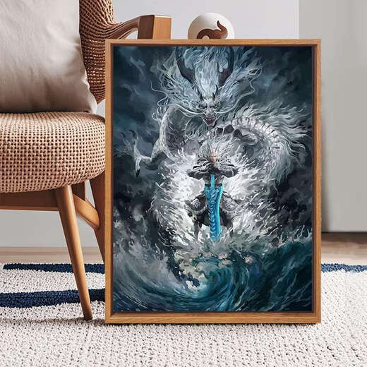 Jipindi Nezha 2: DIE DEMON KINDE VON DIGITAL DIGITAL OIL MALER DIY HAND-BALNTE GRAFFITI Cartoon Dekoration LL12173 60*80 cm verdickter innerer Rahmen + schöner äußerer Rahmen