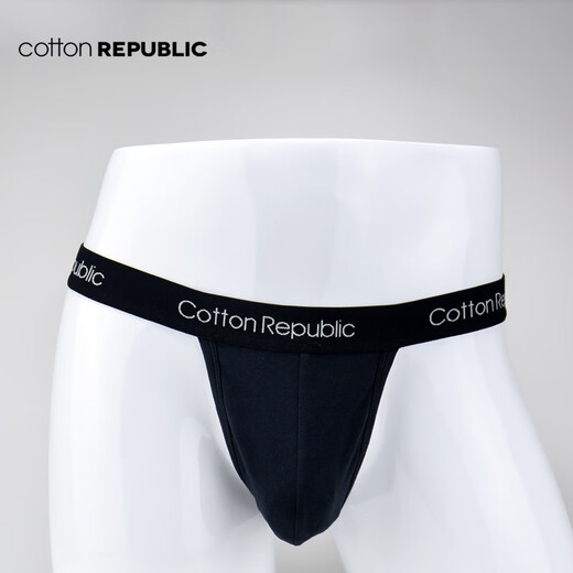 Cotton Republic cotton men's thong TBACK close-fitting double-butt sexy low-waist youth elastic soft pants M black 1510