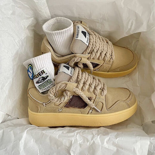 
Huilijun couple bread shoes men's new spring ins college style sports shoes versatile thick sole height-enhancing moral training shoes casual shoes 9920 khaki 40