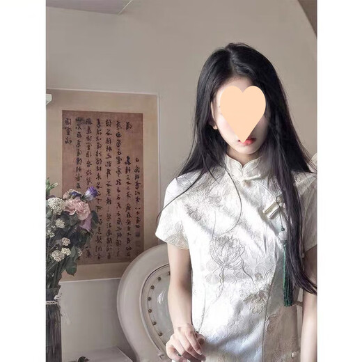 S.SOFEA夏日白色旗袍少女气质国风连衣裙 826米白色 S