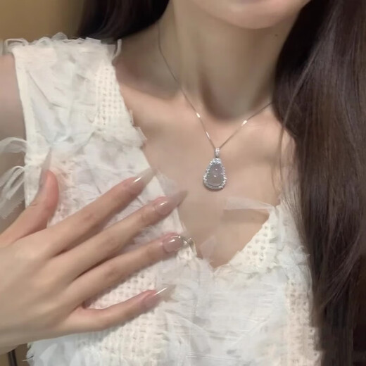 Idel's Fulu Chalcedony Gourd Necklace sterling silver pendant silver clavicle chain neck chain practical birthday gift for wife and girlfriend 925 silver Fulu Chalcedony Necklace L2563