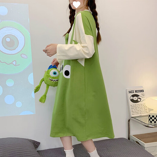 
COLORFUL GEMS spring and autumn new sweet large size long-sleeved nightgown student home clothes 16863 cute three-eyed baby B 170 M (suitable for 80-100 Jin [Jin equals 0.5 kg])