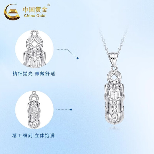 China Gold (CHINA GOLD) PT950 Platinum Lucky Pixiu Pendant Necklace for Women Platinum Valentine's Day Birthday Gift for Girlfriend and Wife PT950 Platinum Pixiu Pendant Free Sterling Silver Chain Approximately 7.8g