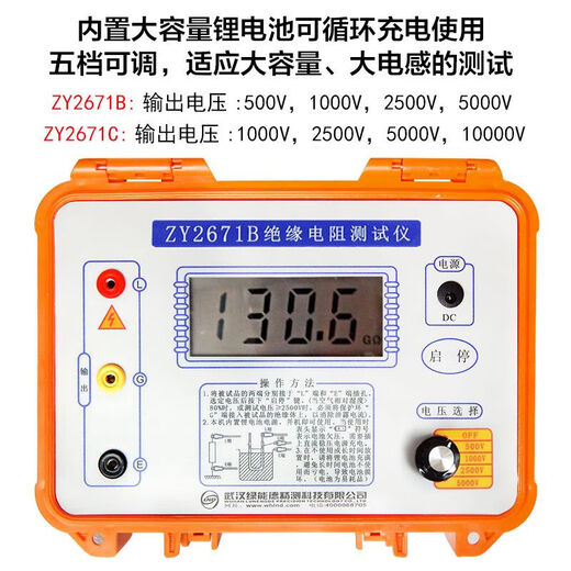 铸喜卫ZY2671C 10000V数字电子兆欧表绝缘电阻仪绝缘高精度摇表 D2677C (5000V)  含线 带吸收