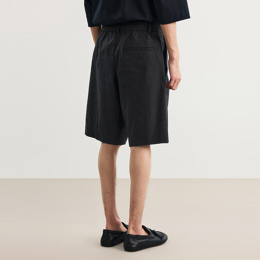 Skizzieren Sie Herrenkleidung 2025 Sommer Neues Produkt Daily Curly Mid-Shorts Lose gerade Hosen elegant und lässig 9p4e11150 001 Schwarz S