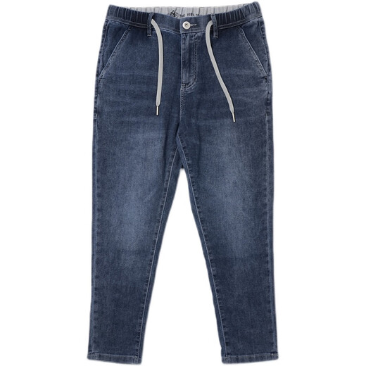 With pure new style YKK zipper factory men's clothing elastic waist nine-point small foot jeans tether Lei Zong same style #695 nine-point small foot elastic thin style M =30-31