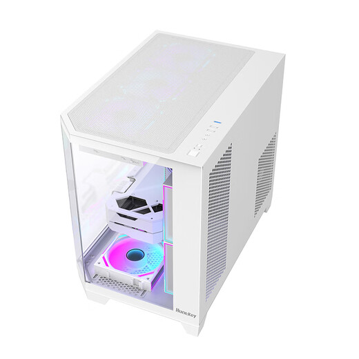 航嘉（Huntkey）S960暴风雪X冰刃版白色全景版海景房机箱（三面钢化玻璃/左右分区/360水冷/9风扇位/MATX主板）