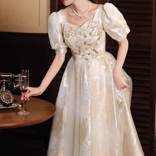 
Yinlan Color Evening Dress for Women 2025 New Small Birthday Banquet Engagement Dress Light Luxury Niche Vocal Art Exam Host Model 1 Picture Color 2XL