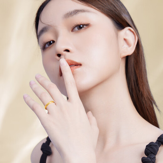 周六福莫比乌斯古法黄金戒指女生日礼物计价A0213621活口14号约3.31g