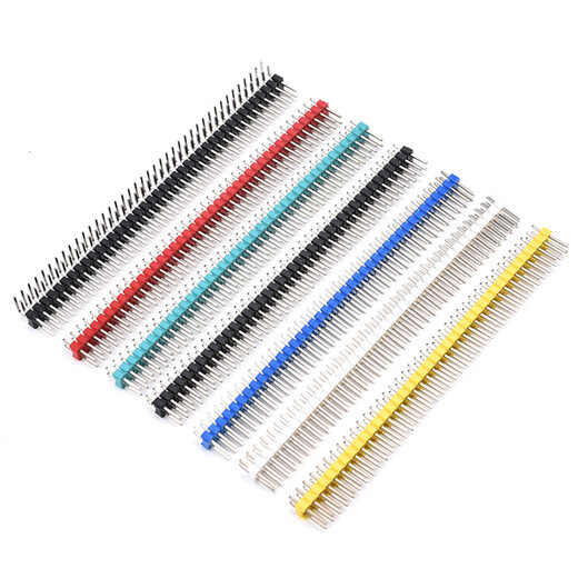 Zejie double row pin round pin row 2.54mm pitch color gold plated double row pin row pin 2*40p straight pin/curved pin black-copper-positive curved pin (10 pieces)