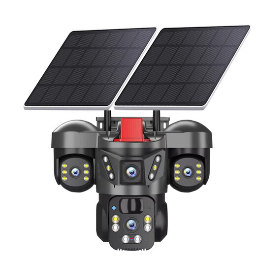 Weimanji 4G5G solar surveillance camera for life-long traffic-free three-lens three-ring without grid, electricity-free 360-degree panoramic tracking without dead angle night vision outdoor ultra-high-definition outdoor 5G three-rotation three-lens lens [lifetime free velocity] 10W single solar panel, send permanent 30-day loop playback + 24 million 4K ultra-high-definition pixels 2