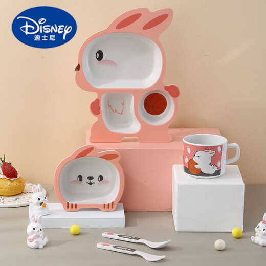 Disney (Disney) Carton Cartoon Ensemble de vaisselle pour enfants en bambou Fibre bébé plaque à manger à plaid