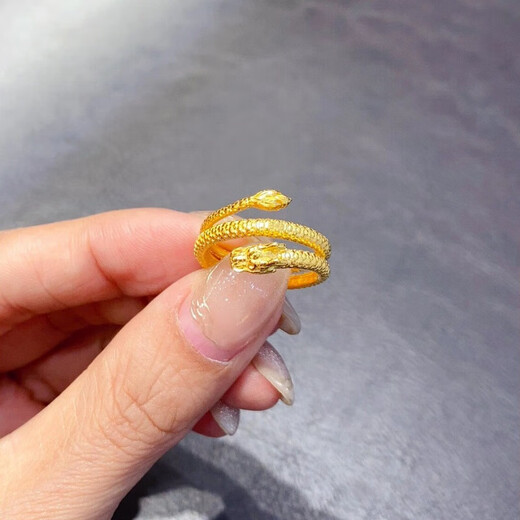 RSRDDY old Phoenix 5G three-circle dragon-shaped ring new Panlong 999 animal year 18k gold refers to three circles