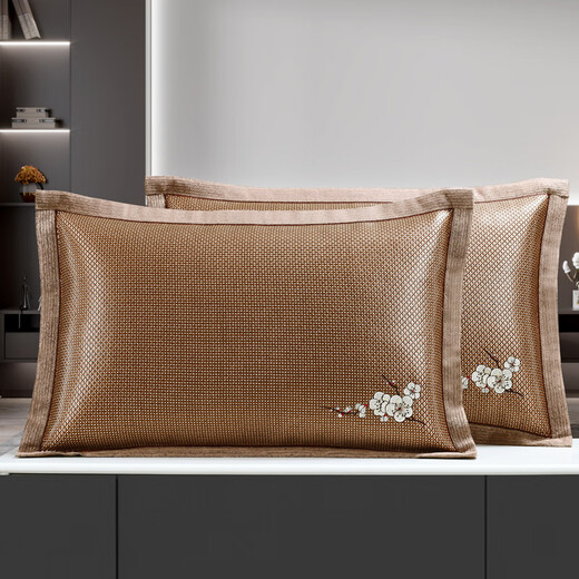 
Summer ice silk pillow case double-sided summer cool mat pillow core case single rattan pillow mat home use pair Ice 679-7 purple Shulin pillow case (one pair) can be pair 0cm*0cm 48CM*74CM