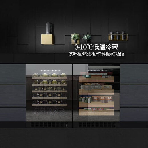 DBERLAN 40-piece under-counter built-in red wine cabinet, constant temperature wine cabinet, beverage cabinet, tea refrigerator, built-in wall for home use, high-end vacuum door - no condensation 0 degree ice bar 145L