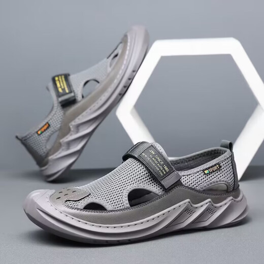 Changxiang Huili 2025 Nuevos zapatos para hombres Summer Hollow Hollow Mesh Mesh Sandalias al aire libre Zapatos Beach Shoes Fh-LS878 Gray 42
