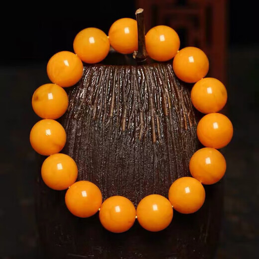 Confucian style, with national inspection certificate, natural raw mineral genuine old beeswax bracelet for men and women, single circle chicken oil yellow beeswax bracelet, old beeswax 16mm (standard men's style)