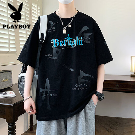 Playboy (Playboy) T-shirt à manches courtes Boy Junior High School Élève lâche Hong Kong Top Teenager Big Children Childre