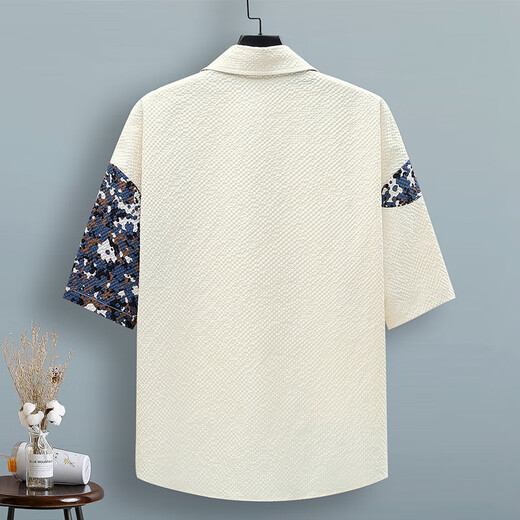 
GTYUWVG bubble ice-sensing short-sleeved shirt for men's summer thin quick-drying cool-sensing teenager color-blocking work shirt jacket LH-TZ686 top caramel color 4XL