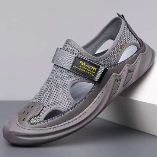Changxiang Huili 2025 Nuevos zapatos para hombres Summer Hollow Hollow Mesh Mesh Sandalias al aire libre Zapatos Beach Shoes Fh-LS878 Gray 42