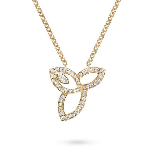 Chuansen 18K Gold Lily Olive Leaf Necklace Leaf Full Diamond Marquise Pendant Clavicle Chain Light Luxury Niche Gift for Girlfriend Diamond-encrusted Gold Necklace