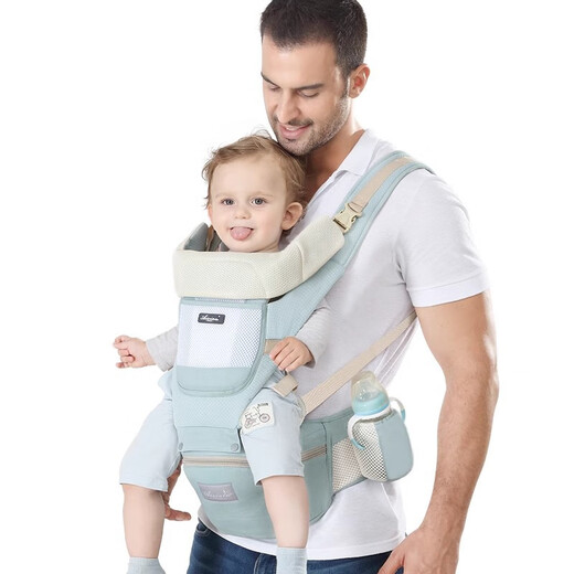 Cloth bag mother waist stool light and breathable 0-36 months baby shoulder strap four seasons multi-functional backrest baby to go out to hold baby Bingxin Green (four seasons)