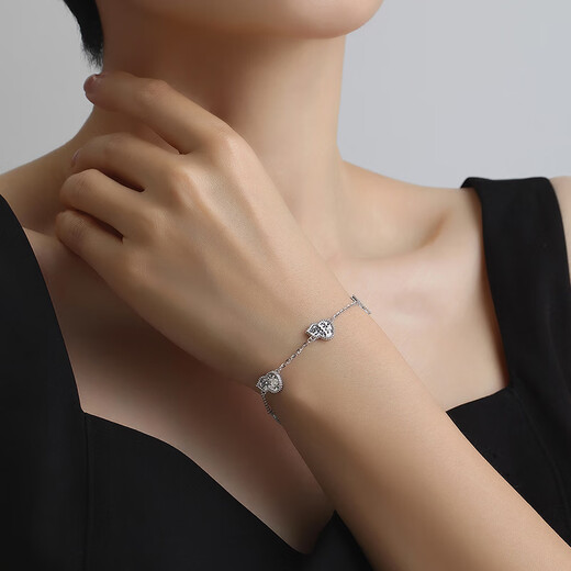 Ming brand jewelry platinum Pt950 white gold floating gourd bracelet gift for girlfriend BFK0058 chain length about 16+3 cm about 7.24 grams
