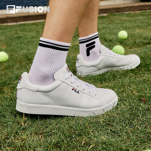 FILA FUSION斐乐男鞋低帮板鞋网球文化鞋百搭轻便小白鞋休闲滑板鞋 集团白-WT 42