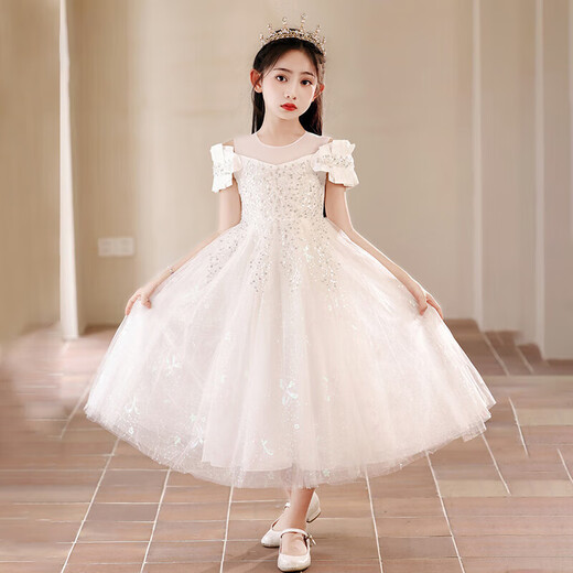 
Yaowang children's evening dress flower children wedding dress summer girl host performance piano performance clothing YR-KLS-1792 white sleeveless 120