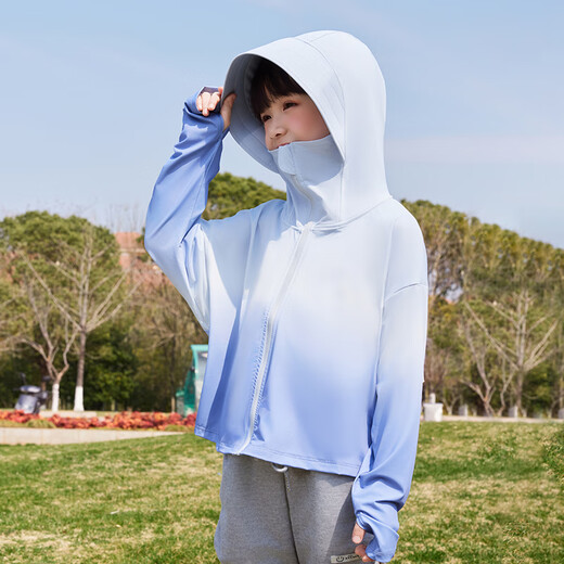 Jiaoxiafanjiaoxia children's sun protection clothing for boys and girls in summer 2025 new ice silk sun protection clothing thin section UV protection blue gray gradient - UV blocking rate 98% 170 XL suitable for height 155-170cm
