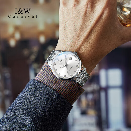 IW Swiss IW watch men's mechanical watch fully automatic imported movement luminous waterproof men's watch moon phase men's watch [upgraded enhanced version] 683 steel strip white-lifetime insurance