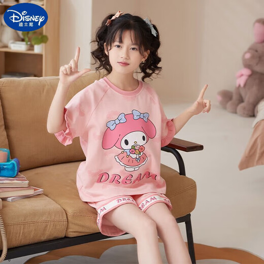 迪士尼（Disney）甜美可爱女童家居服套装优质棉少女款夏季短袖短裤甜美睡衣女孩 687莫代尔 85 童10码 建议身高85-95CM