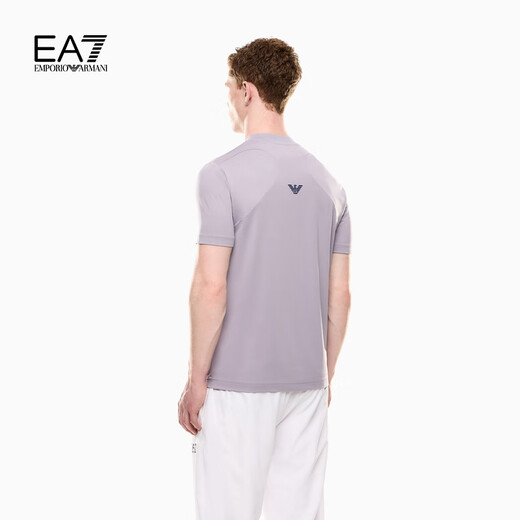 EMPORIO ARMANI/Armani official flagship [Father's Day gift] EA7/New men's half-zipper Polo shirt 25 summer [Half Zipper] Lavender Gray-UA092 3XL (Recommended: 190-210Jin [Jin equals 0.5 kg])