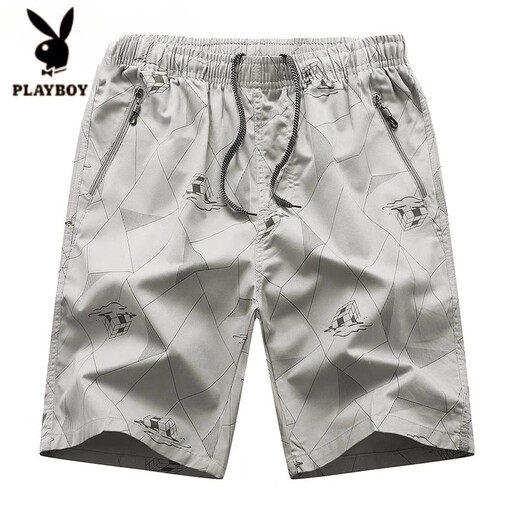 花花公子（PLAYBOY）品牌男士短裤2025夏季新款时尚潮流冰丝速干薄款五分裤潮牌运动裤 6627系带休闲短裤黑色 L 体重100-120斤