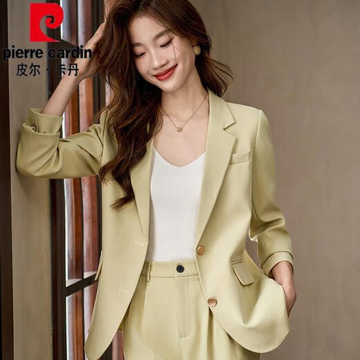 Pierre Cardin Off-weißer Anzug Anzug Set für Frauen 2025 neuer Stil loser professioneller formeller Verschleiß und Winter kleiner Freizeitanzug GDX1585 Grasgrün-Anzug s