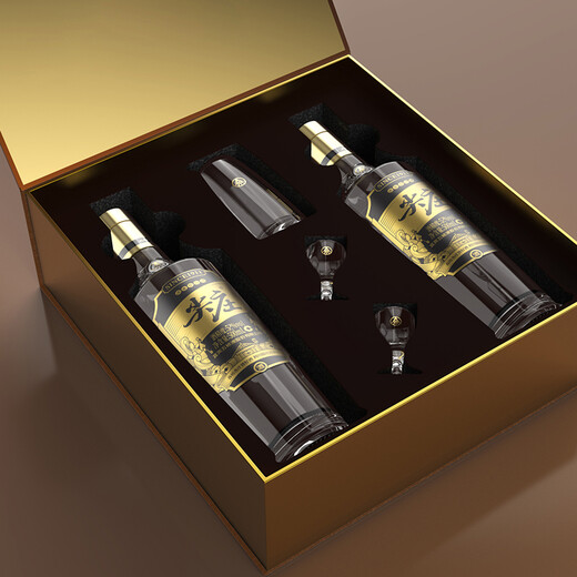 五粮液股份 尖庄高光浓香型白酒52度 500mL*2瓶 酒具礼盒送礼宴饮