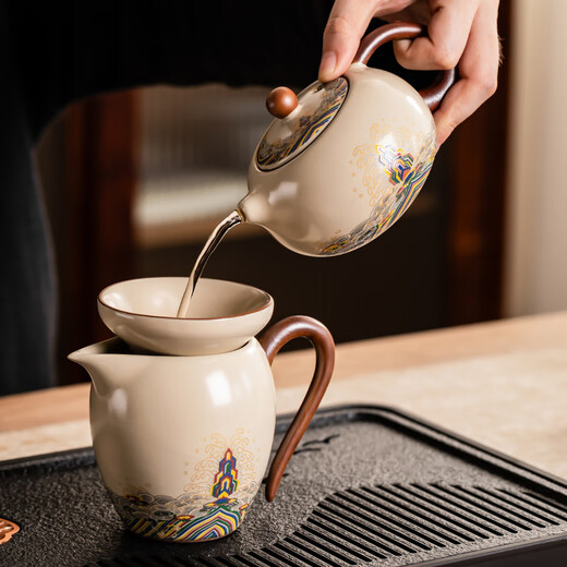 Porcelain Friends Ming Ru Kiln Hailang Jiangya Tea Set Household Ceramic Teapot Tea Cup High-end Gift Box Business Annual Meeting Gift