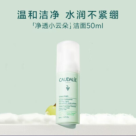 欧缇丽（CAUDALIE）保湿洁颜摩丝泡沫氨基酸洗面奶温和清洁520情人节礼物 洁颜摩丝50ml(体验装)