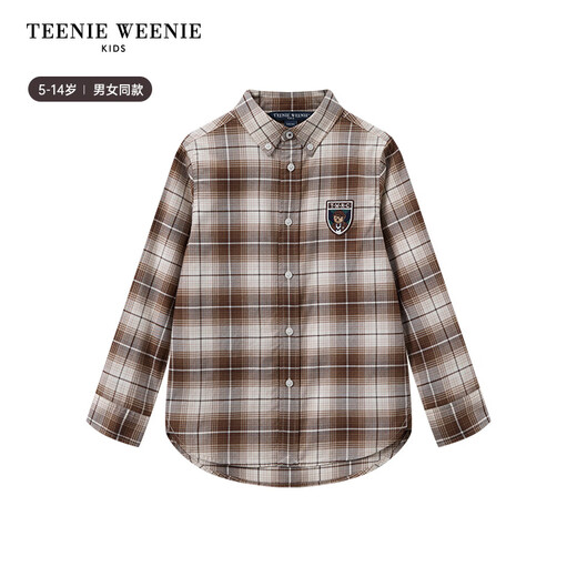 Teenie Weenie Kids 24 Autumn New Boys and Girls Retro Embroidered Classic Plaid Shirt Brown 130cm