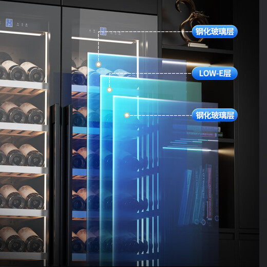 BAIKAILUN double-door double-temperature wine cabinet, door-to-door constant-temperature wine cabinet, ice bar, wine cabinet, home living room refrigerator, office tea beverage display cabinet, wine and fruit preservation refrigerator, 1.76 meters | 530 deep | dual temperature | red wine ice bar 500L thin section