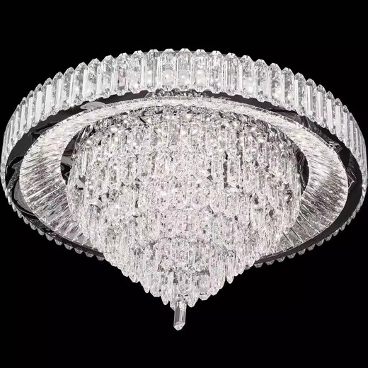 2024 nuevo estilo LED iluminación de cristal restaurante lámpara de araña lámpara de dormitorio decoración del hogar lámpara de techo al por mayor 9902 diámetro 80 CM control remoto de atenuación continua