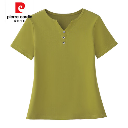 皮尔卡丹（pierre cardin）2025夏季新款正肩设计感宽松v领棉短袖女t恤高端气质百搭衫 6621玲珑紫 (纯色款) XL 建议115-125斤