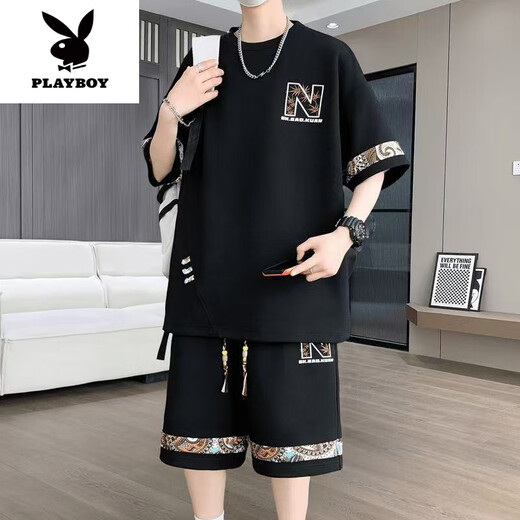 
Playboy (PLAYBOY) 2025 summer new short-sleeved youth trendy large-size casual sports suit for men fashion versatile two-piece set [Summer suit] 6195 white 2XL 150-170Jin [Jin equals 0.5 kg]