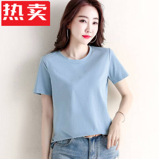 Jiaojing Cotton Cotton Forteced Fort для женщин свободно и Evergrande с твердым цветом круглой шеи черная базовая футболка пружина и осенняя одежда 6172 Black M (предлагается 80-105 Jin [Jin равняется 0,5 кг])