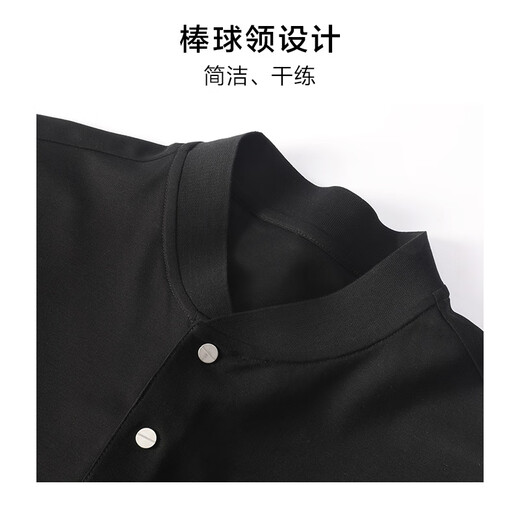 Mr. Cloth Fashion Stand Collar Pure Cotton Men's T-shirt Spring and Summer New Slim Black Short Sleeve Business Casual AT12023 Black 2XL (185)