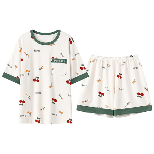 Daikaqi viene con pijamas de almohadilla de pechuga para mujeres pantalones cortos de manga corta para algodón de algodón de verano integrados con ropa de casa de Guangdong Jieyang con almohadilla de mama cubierta corta 1047 m para mujeres 70-90Jin [Jin equivale a 0.5 kg]